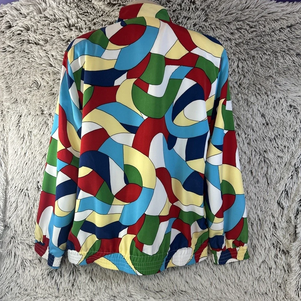 Colorful 90's Bold‎ Zip Up Lightweight Jacket Bomber Hip Hop Medium